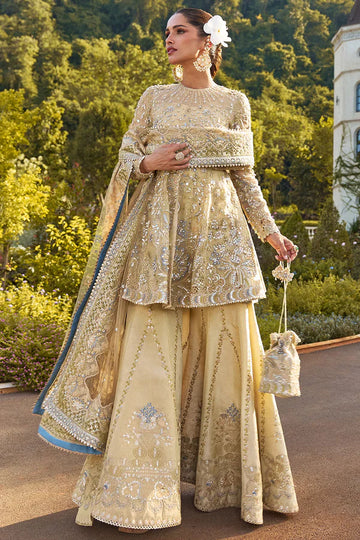 Luxury Hand-Embellished Organza Suit in Gold | Chantelle Formal Unstitched Collection BQU-UF-D752-00