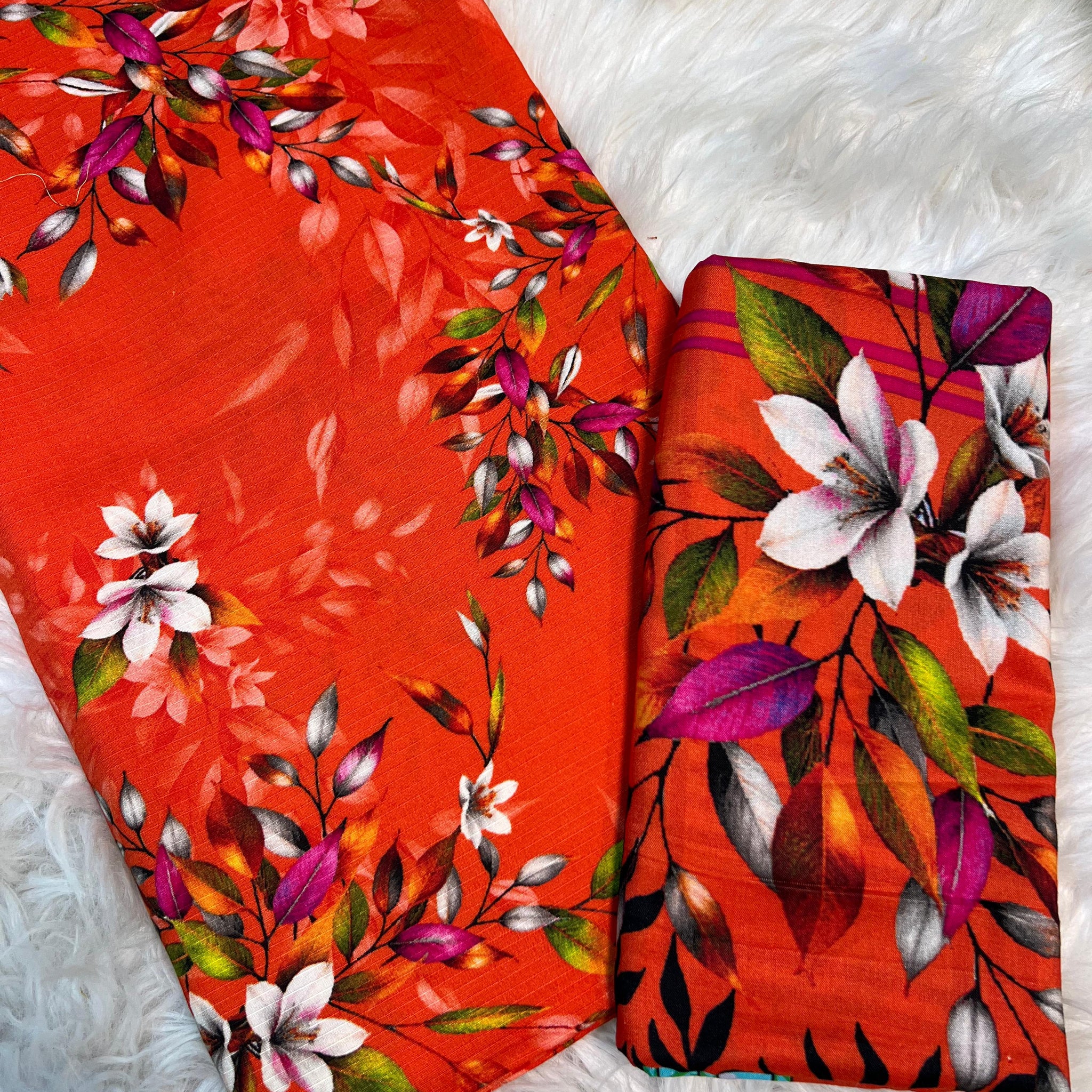 Bana Doria Linen 3PC – Red Blossom